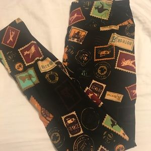 LuLaRoe OS Stamps Travel Leggings NEW!